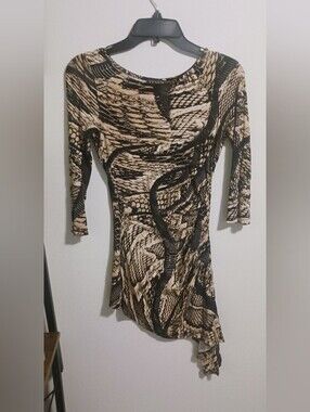 Venus Snakeskin Asymmetrical Handkerchief Tunic Top - XS